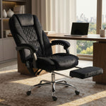 Massage and heating office chair, adjustable height, reclining backrest, remote control, retractable footrest, black