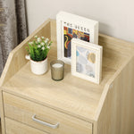 Caisson bureau rangement sur roulettes 4 tiroirs coulissants MDF et panneaux particules 40x36x65cm bois naturel