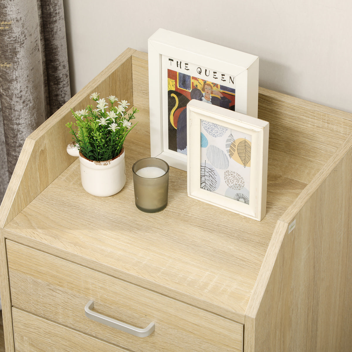 Caisson bureau rangement sur roulettes 4 tiroirs coulissants MDF et panneaux particules 40x36x65cm bois naturel