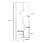 Bibliothèque étagère Zig zag Design Contemporain 70L x 24l x 178H cm Panneaux Particules Blanc