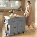 Desserte ilôt de cuisine multi rangements 2 tiroirs 2 placard 2 portes avec étagère range-bouteille