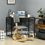Siège assis genoux, siège ergonomique en bois à bascule avec dossier, chaise à genoux pour bureau à domicile, gris