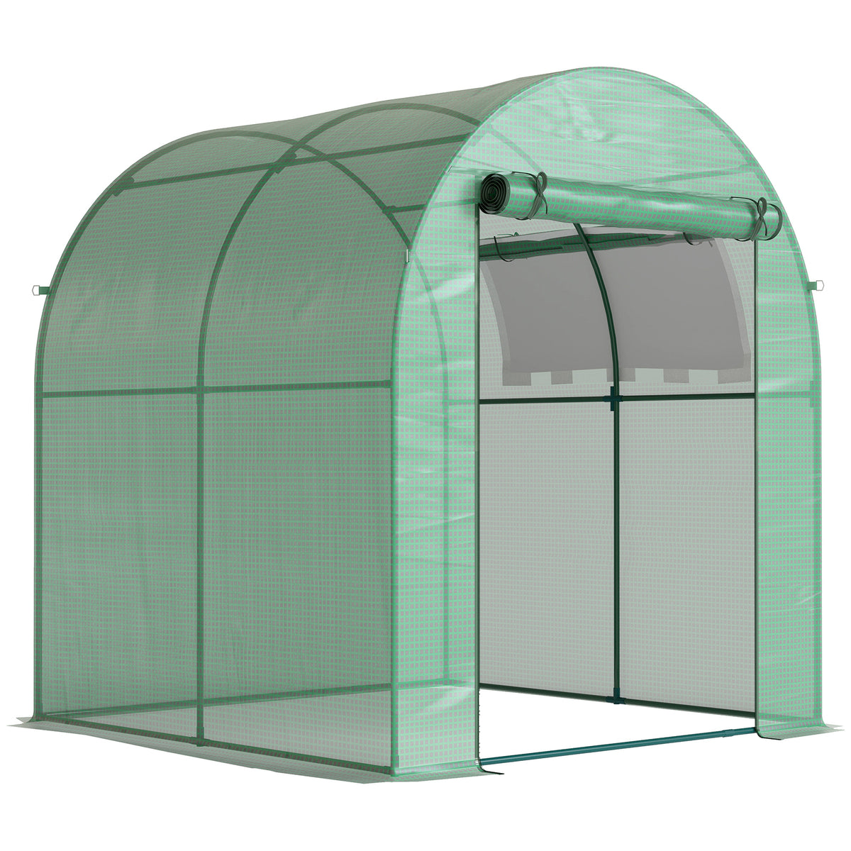 Serre tunnel de jardin 3,24m², serre de jardin tunnel porte et fenêtre enroulables, bâche PE, 180 x 180 x 200 cm, verte
