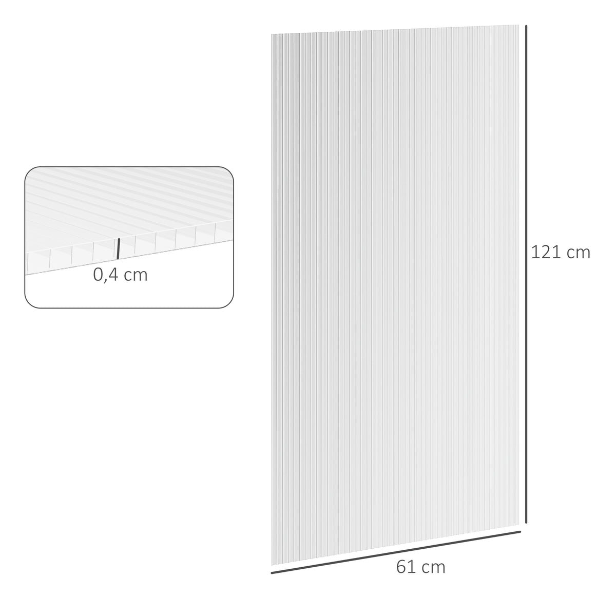 14 platen van 4 mm meerwandig polycarbonaat, uv-bestendig, aanpasbaar, afm. per plaat 121L x 61b cm