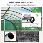 Serre de jardin tunnel serres tunnel 18 m² 8 fenêtres 2 portes articulées toile PE structure en fer galvanisé vert