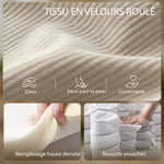 Fauteuil de salon en velours côtelé, canapé 1 place rembourré avec assise large et coussin à ressorts, 83x74x87cm, beige