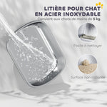 Maison de toilette pour chat bac à litière fermé bac acier inoxydable, nettoyage facile, 52,4 x 41,3 x 39,9 cm, blanc