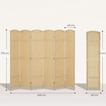 Paravent interieur en bois 6 panneaux 240 x 170 cm séparateur de pièce pliable pour salon, chambre à coucher, naturel