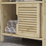 Meuble sous lavabo en Bambou, Meuble de Rangement pour Salle de Bain avec 2 Portes, 60 x 30 x 60 cm, Bois Naturel