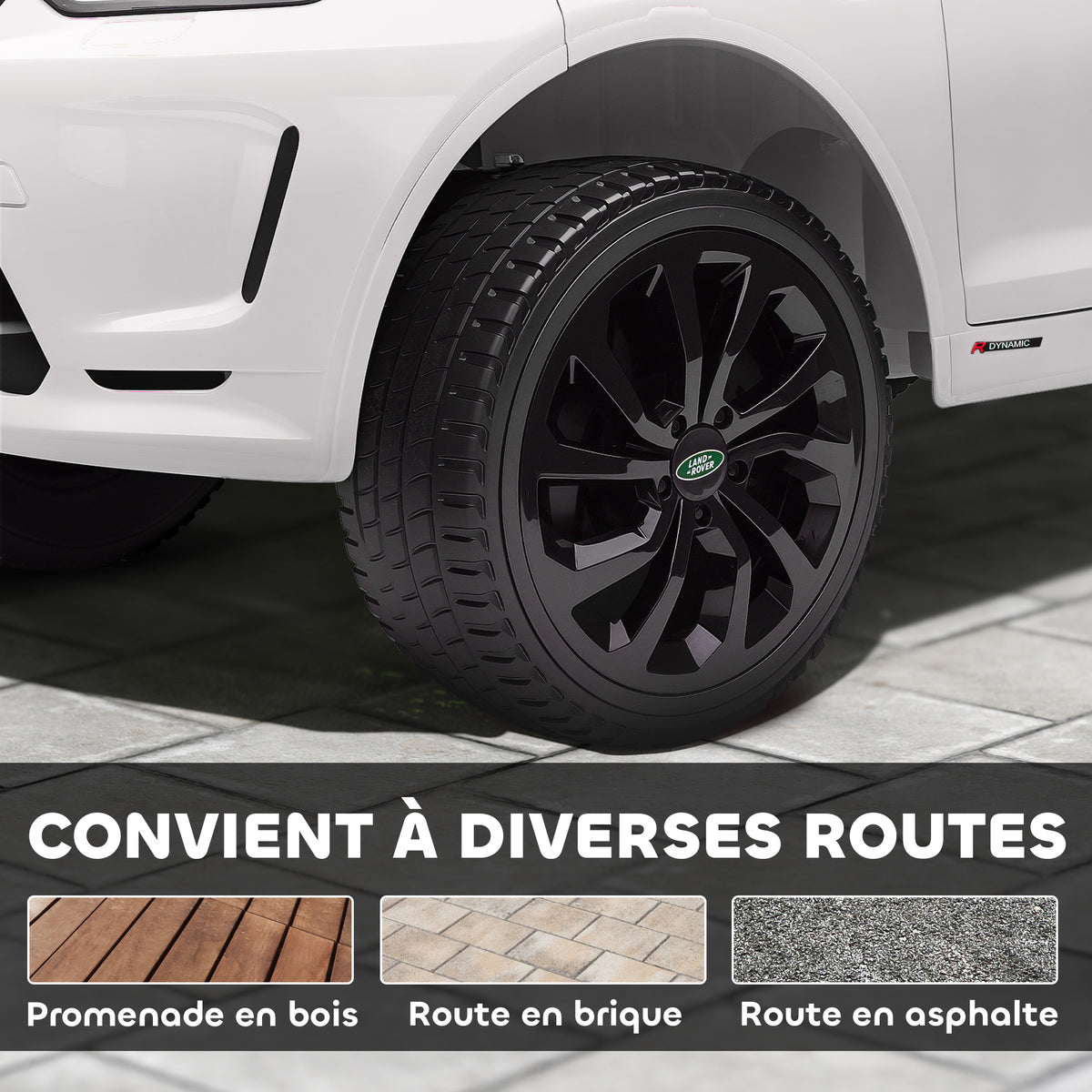 Voiture électrique pour enfants Land Rover Discovery Sport, 12V avec télécommande, lumières LED, pour 3-6 ans, blanc