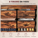 Commode 8 tiroirs en tissu, meuble de rangement, 4 poches, 2 crochets, structure en acier, 86x30x94,5cm, brun rustique