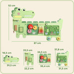 Busy Board Jouet, Tableau d'Activités Murale Dinosaure, Planche Motricité Bébé Educatif pour Garcon Fille 2+ Ans, Vert