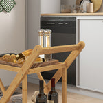 Desserte de cuisine en bambou chariot de service pliable 2 plateaux 4 roues 3 casiers à vin 66 x 40 x 70 cm bois naturel