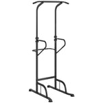 Power Tower Dip Station, Barre de traction, Barre de dips, Hauteur Réglable, Poignées en Forme U, 98x102x180-212cm, Noir