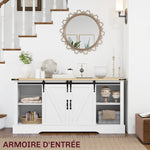 Buffet meuble de rangement avec 2 portes coulissantes étagères réglables 150l x 40P x 72H cm en bois blanc chêne