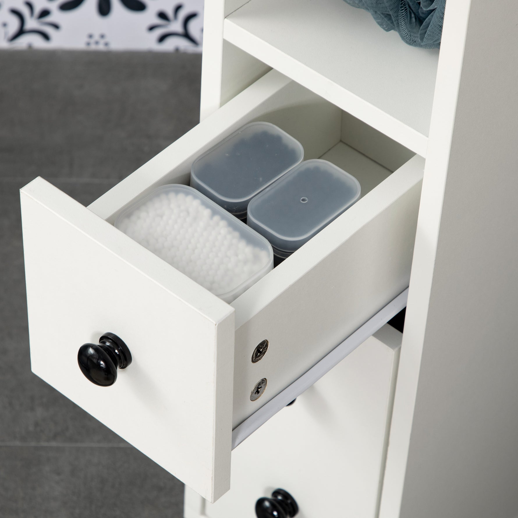 Porte-Papier Toilette 3 Niveaux avec Sortie Intégrée, Panneaux de Particules Aspect Blanc