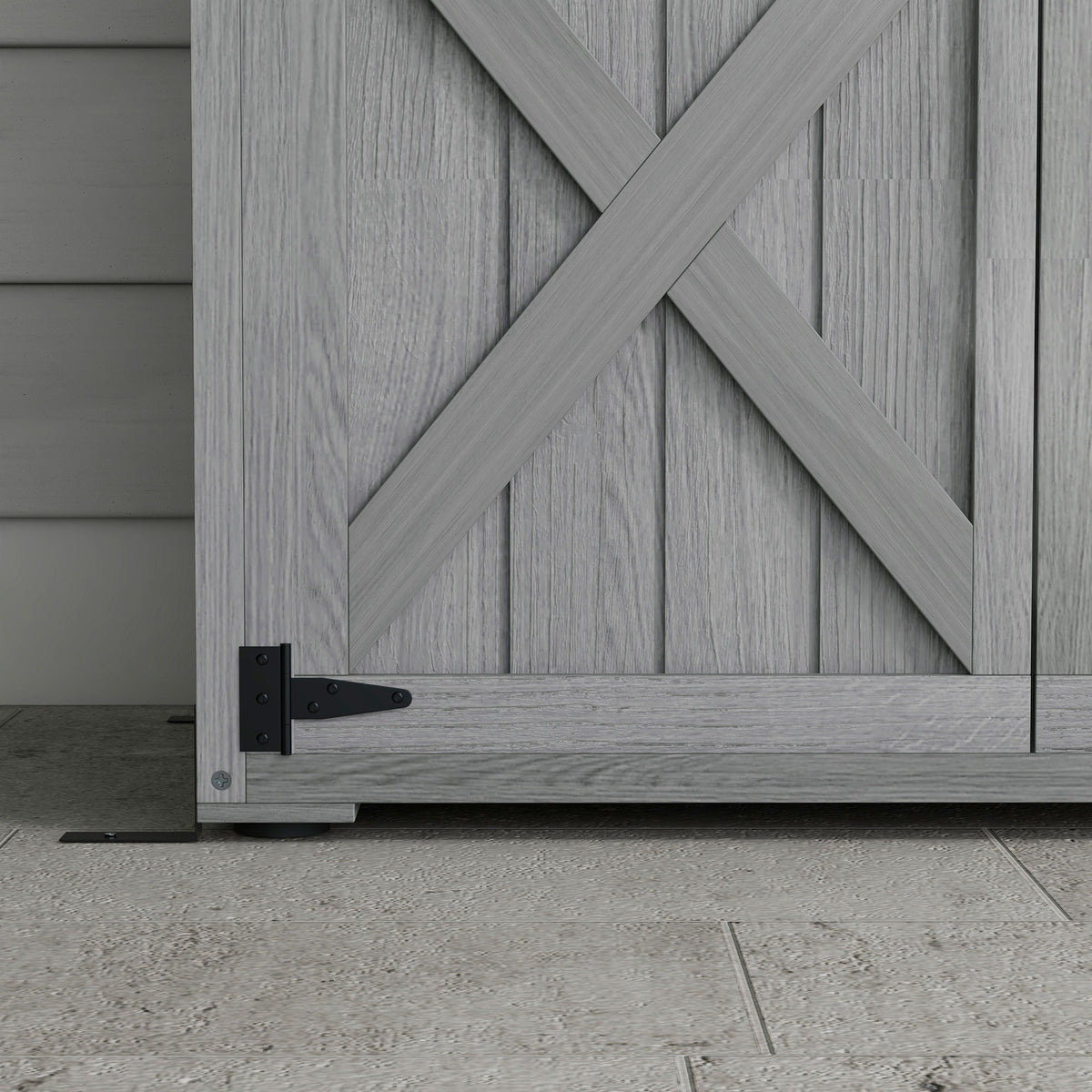 Armoire de jardin, abri jardin sur pied, avec 2 étagères, toit incliné et bitumé, en bois massif, 90x54,5x168,5cm, gris