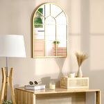 Miroir mural en métal cadre doré en forme de voûtée – 70 x 50 cm – décoration pour entrée ,chambre à coucher, salon
