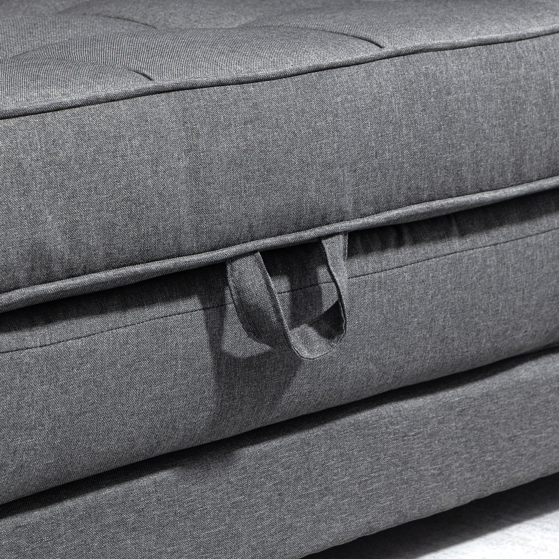 Canapé droit convertible 2 places - dossier capitonné - 147,5 x 75 x 85 cm - gris