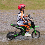 Moto cross électrique enfant moto électrique enfants moteur 350 W batterie 12V 8-16 km/h pneus gonflables 12'' vert