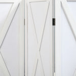 Paravent intérieur 4 Panneaux Style campagnard Chic - séparateur de pièce avec croisillons - Bois de Paulownia Blanc