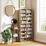 Rangements pour CD et DVD 18 compartiments capacité max. 640 CD/360 DVD 430 Blu-ray 78,5 x 24 x 175 cm bois naturel
