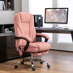 Fauteuil de bureau massant et chauffant hauteur réglable dossier inclinable télécommande repose-pieds rétractable rose