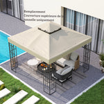 Toile pour tonnelle 3 x 3 m toile de rechange pour tonnelle à 2 niveaux protection UPF30+ trous de drainage crème