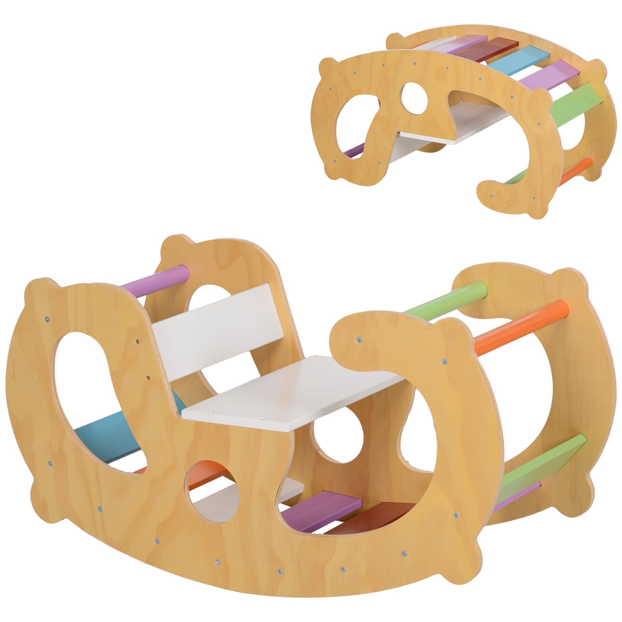 2 en 1 Arche escalade enfants 18 à 48 mois, chaise à bascule arc-en-ciel pour garçons & filles, tout-petits