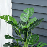 Plante artificielle modèle Monstera avec 21 feuilles en pot ciment, intérieur ou extérieur, dim. Ø16 x 100H cm