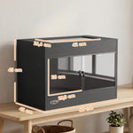 Terrarium pour Reptiles en Bois OSB, Porte en Verre Trempé, Serrure Sécurisée et Couvercle en Filet, 60x45x45cm, Noir