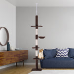Arbre chat du sol au plafond poteau à griffer L40 x l 34 x H 230-260 cm 5 niveaux d'activités marron