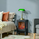 Cheminée électrique poêle Style néo-rétro 900-1800 W Simulation Flammes LED luminosité réglable Acier ABS Noir-9