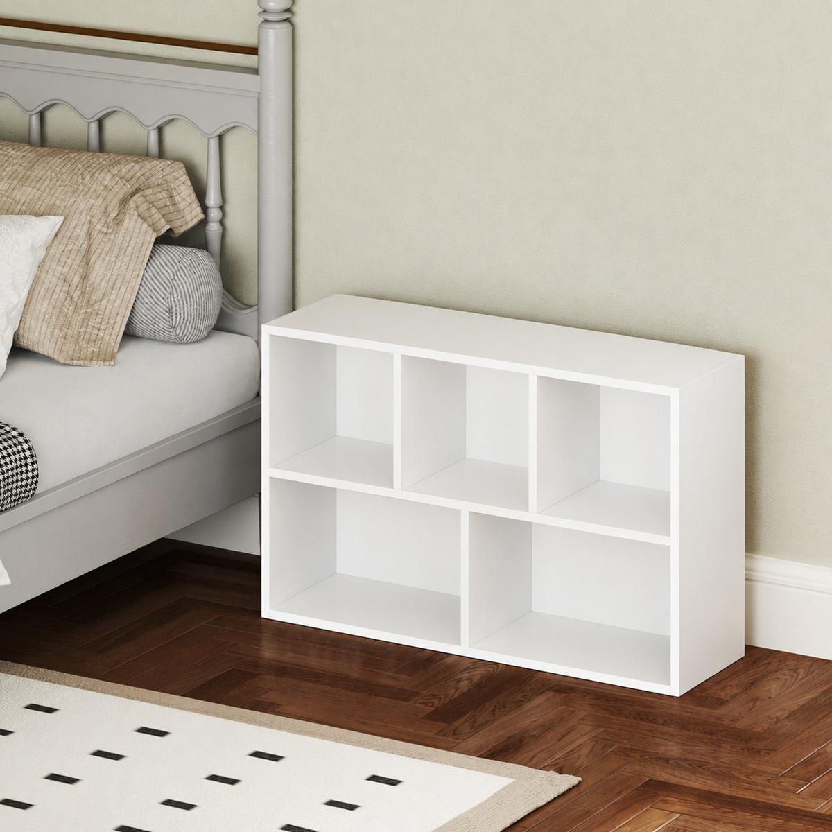 5-tier storage bookshelf, for living room, bedroom, office, 50x24x80cm, white