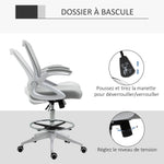 Fauteuil de bureau chaise de bureau assise debout hauteur réglable repose-pieds gris et blanc