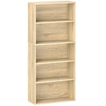 Bibliothèque étagère de rangement 5 niveaux avec étagères réglables pour salon, chambre, bureau, 60x24x133,5cm, naturel