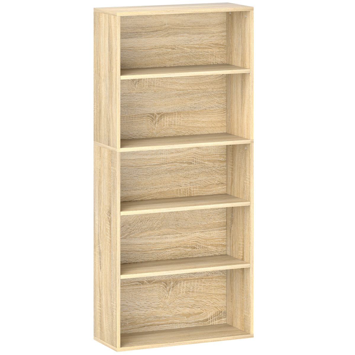 Bibliothèque étagère de rangement 5 niveaux avec étagères réglables pour salon, chambre, bureau, 60x24x133,5cm, naturel