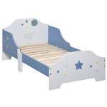 Lit pour enfants de 3 à 6 ans design étoiles sommier à lattes inclus chambre moderne 143 x 74 x 59 cm bleu blanc
