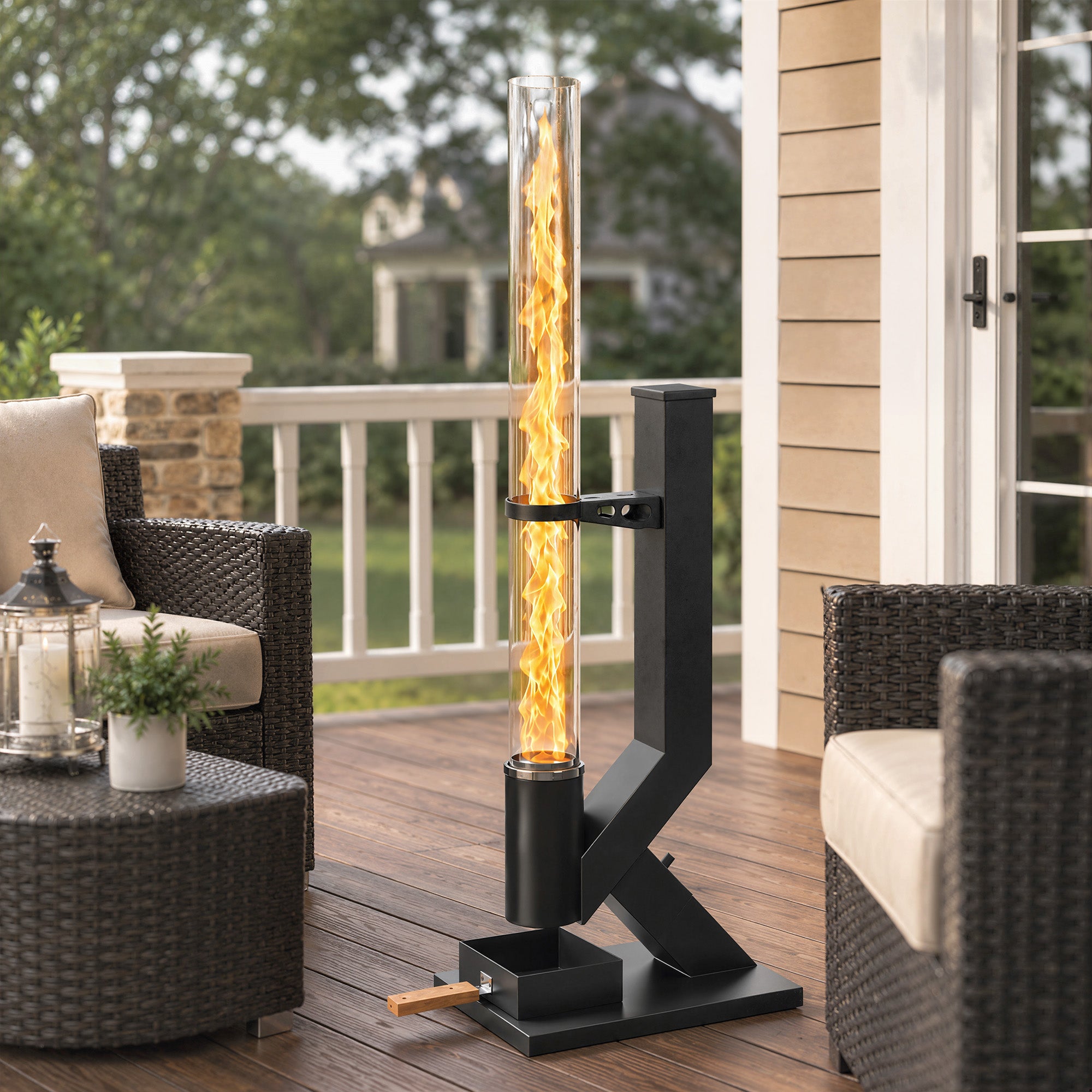 Riscaldamento a pellet per terrazza da 13000 W, Serbatoio da 2,4 kg, Tubo in vetro da 107,5 cm, Portacenere, 53x25x141cm, Nero