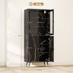 Bibliothèque, étagère à 6 niveaux, meuble de rangement 6 étagères ouvertes porte vitrée et placard 70 x 35 x 170 cm noir-2