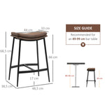 Lot de 2 tabourets de bar avec repose-pieds acier style industriel assise incurvée 48,5 x 38,5 x 68,5 cm marron noir