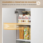 Credenza alta da cucina mobiletto da cucina lucido 6 ante a chiusura rallentata ripiani regolabili bianco