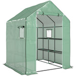Serre de jardin avec 1 porte, 1 fenetres, étagères 3 niveaux pour Légumes Plantes Fleurs Bâche PE 140 x 143 x 190 cm