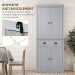 Armoire de cuisine buffet cuisine multi-rangements étagères réglables 4 portes grand tiroir 76,2 x 40,2 x 183 cm gris
