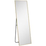 Grand miroir pleine longueur rectangulaire, 50 x 160 cm, miroir sur pied, mural ou pocé contre mur, doré