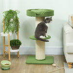 Arbre à Chat avec Griffoir, Centre d'Activités, Plateformes, Coussin, 45 x 45 x 91 cm, Vert et Beige