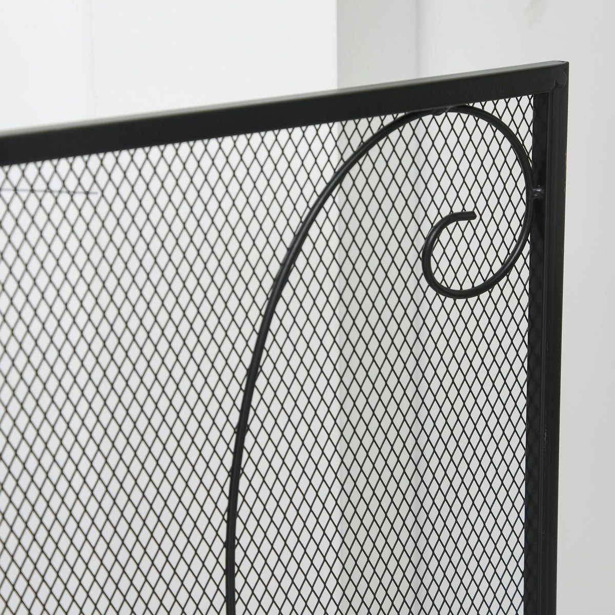 Pare-feu pour cheminée ou poêle design élégant Pare-étincelles 3 Volets Pliables dim. 132,5L x 76,5H cm Acier métal Noir