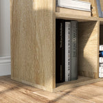 Bibliothèque Banc 2 en 1 Design Contemporain 6 casiers 3 Coussins fournis 102L x 30l x 61H cm Chêne Gris