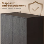 Buffet Haut Cuisine, Armoire de Cuisine, 4 Portes à Fermeture Douce, 2 Compartiments Ouverts et Étagères Réglables, Noir