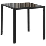 Table à manger pour 4 personnes, table de cuisine avec plateau en verre trempé et pieds en acier, 75 x 75 x 75 cm, noir
